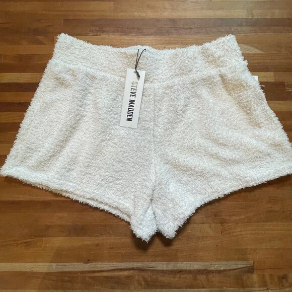 Steve Madden Women's Pull-on Chenille Sleep Shorts white M - Picture 1 of 5